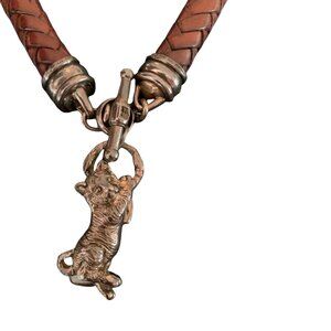 Kieselstein Cord Sterling Siver Leather Tiger Cub Necklace